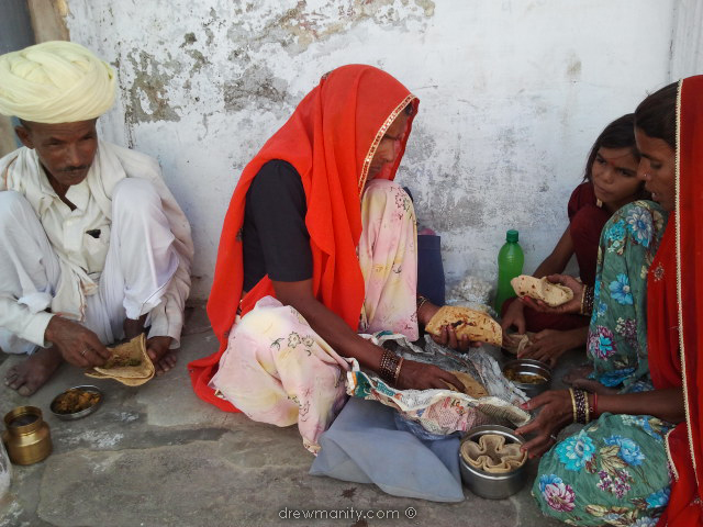 Pushkar, India local people enjoying some home made food